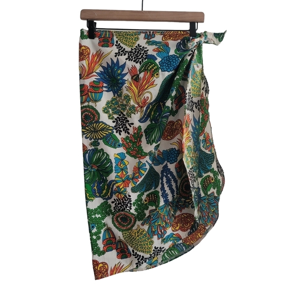 Fish Coral Tie Wrap Skirt Beach Cover Up Women Small/Medium Tropical